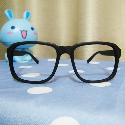 方形磨砂黑無鏡片眼鏡框眼鏡架男女適用時(shí)尚百搭搭配造型用